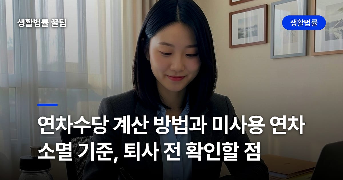 연차수당 계산 방법과 미사용 연차 소멸 기준, 퇴사 전 확인할 점